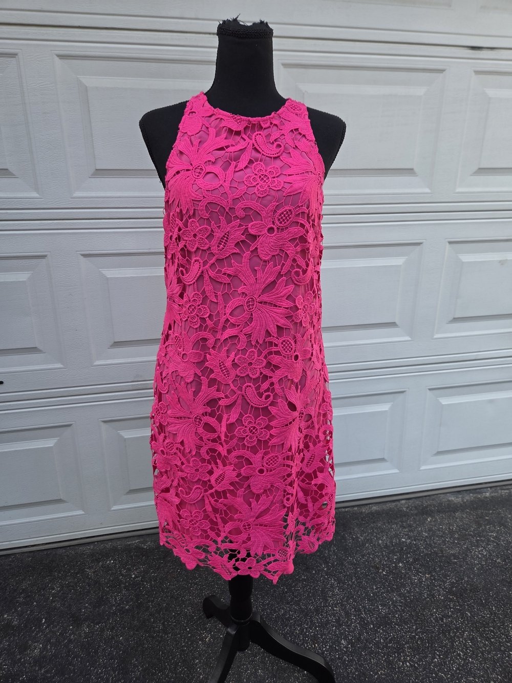 Eliza J Pink Floral Lace Sheath Cocktail Dress Size 6 Sleeveless